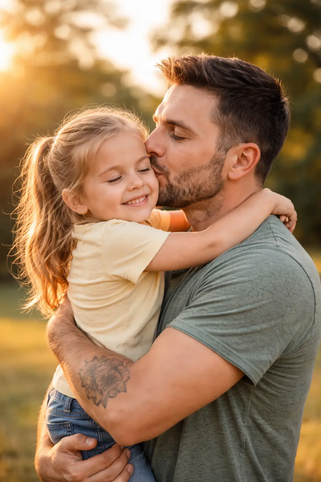 Parent embracing a child outdoors, representing family recovery support